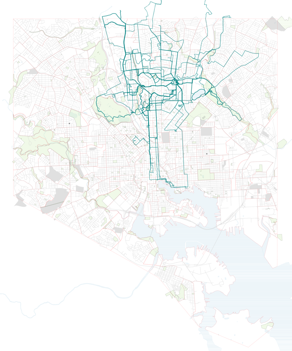 In teal, the streets I'd biked prior to Dec. 2022, a fair representation of places I'd also been.